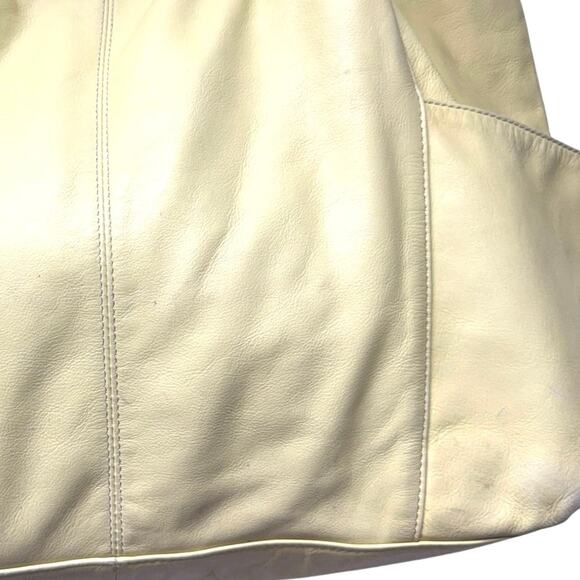 Kenneth Cole Leather Pale Yellow Shoulder Hobo Tote Bag with Flaws Snap Closure - Picture 11 of 11